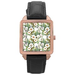 Summer Flowers Rose Gold Leather Watch  by goljakoff