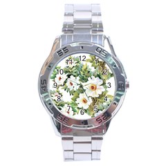 White Flowers Stainless Steel Analogue Watch by goljakoff