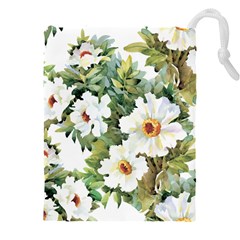 White Flowers Drawstring Pouch (5xl)