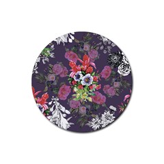 Purple Flowers Rubber Round Coaster (4 Pack)  by goljakoff