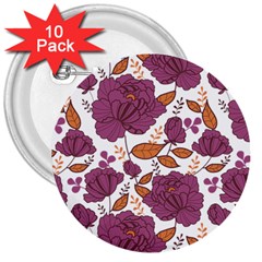 Rose Flowers 3  Buttons (10 Pack)  by goljakoff