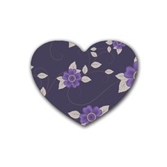 Purple Flowers Rubber Coaster (heart) 