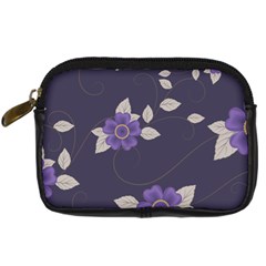 Purple Flowers Digital Camera Leather Case by goljakoff