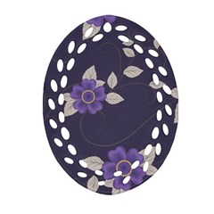 Purple Flowers Oval Filigree Ornament (two Sides) by goljakoff