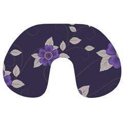 Purple Flowers Travel Neck Pillow by goljakoff