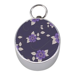 Purple Flowers Mini Silver Compasses by goljakoff