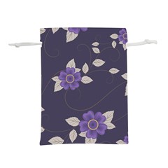 Purple Flowers Lightweight Drawstring Pouch (l) by goljakoff