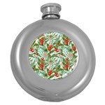 Tropical flowers Round Hip Flask (5 oz) Front