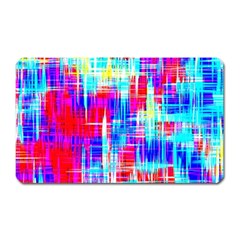 Red Blue Messy Stripes                                                         Magnet (rectangular) by LalyLauraFLM