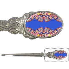 Yellow Red Shapes On A Blue Background                                                          Letter Opener by LalyLauraFLM