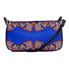 Yellow Red Shapes On A Blue Background                                                          Shoulder Clutch Bag by LalyLauraFLM