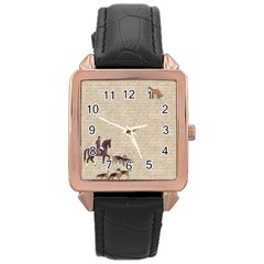 Foxhunt Horse And Hound Rose Gold Leather Watch  by Abe731