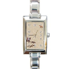 Foxhunt Horse And Hound Rectangle Italian Charm Watch by Abe731