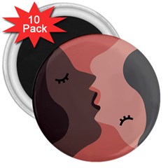 Illustrations Of Love And Kissing Women 3  Magnets (10 Pack) 