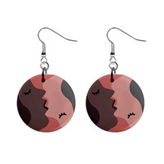 Illustrations Of Love And Kissing Women Mini Button Earrings