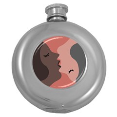 Illustrations Of Love And Kissing Women Round Hip Flask (5 Oz) by Alisyart