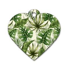 Green Leaves Dog Tag Heart (one Side) by goljakoff