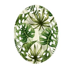 Green Leaves Oval Filigree Ornament (two Sides) by goljakoff