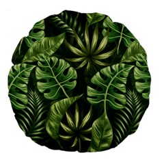 Green Leaves Large 18  Premium Flano Round Cushions by goljakoff