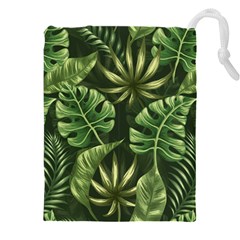 Green Leaves Drawstring Pouch (4xl) by goljakoff