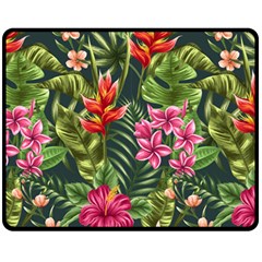 Tropical Flowers Fleece Blanket (medium)  by goljakoff