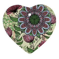 Flower Mandala Heart Ornament (two Sides) by goljakoff