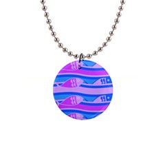 Fish Texture Blue Violet Module 1  Button Necklace