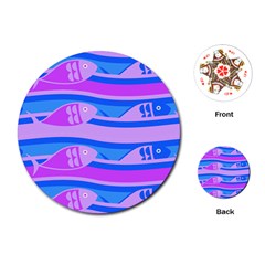 Fish Texture Blue Violet Module Playing Cards Single Design (round) by HermanTelo