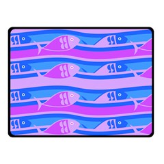 Fish Texture Blue Violet Module Double Sided Fleece Blanket (small)  by HermanTelo