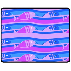 Fish Texture Blue Violet Module Double Sided Fleece Blanket (medium)  by HermanTelo