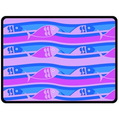 Fish Texture Blue Violet Module Double Sided Fleece Blanket (large)  by HermanTelo