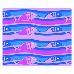 Fish Texture Blue Violet Module Double Sided Flano Blanket (small)  by HermanTelo