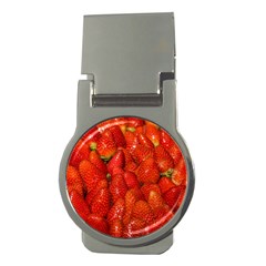 Colorful Strawberries At Market Display 1 Money Clips (round)  by dflcprintsclothing