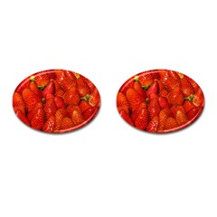 Colorful Strawberries At Market Display 1 Cufflinks (oval) by dflcprintsclothing