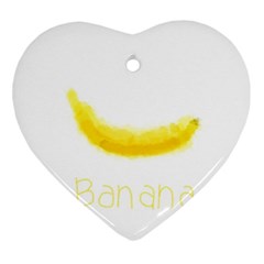 Banana Fruit Watercolor Painted Ornament (heart)