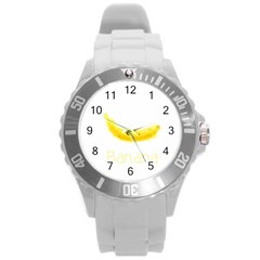 Banana Fruit Watercolor Painted Round Plastic Sport Watch (l)