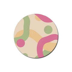 Line Pattern Dot Rubber Round Coaster (4 Pack) 