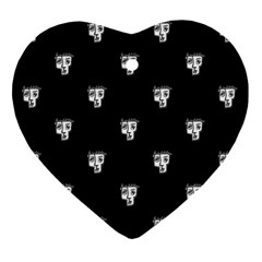 Man Head Caricature Drawing Pattern Heart Ornament (two Sides) by dflcprintsclothing