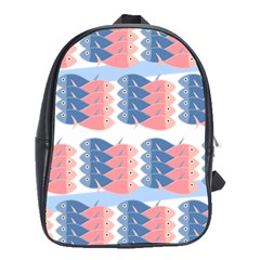 Fish Texture Rosa Blue Sea School Bag (xl)