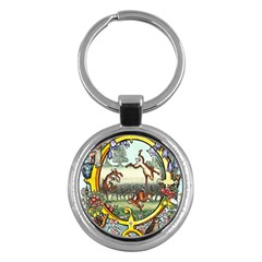 The Illustrated Alphabet - Q - By Larenard Key Chain (round) by LaRenard