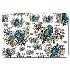 Blue Birds Of Happiness - White - By Larenard Large Doormat  by LaRenard