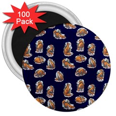 Little Fox - Navy - By Larenard 3  Magnets (100 Pack) by LaRenard