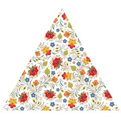 Red Yellow Flower Pattern Wooden Puzzle Triangle by designsbymallika