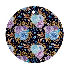 Rose Flower Pattern Round Ornament (two Sides) by designsbymallika