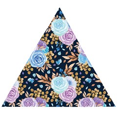 Rose Flower Pattern Wooden Puzzle Triangle by designsbymallika