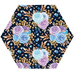 Rose Flower Pattern Wooden Puzzle Hexagon by designsbymallika