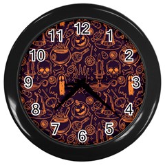 Halloween Pattern 5 Wall Clock (black) by designsbymallika