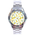 Illustrations Lemon Citrus Fruit Yellow Stainless Steel Analogue Watch Front