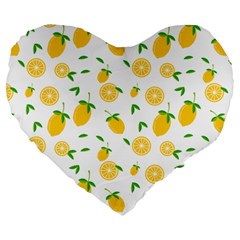 Illustrations Lemon Citrus Fruit Yellow Large 19  Premium Heart Shape Cushions by Alisyart