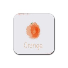 Orange Fruit Watercolor Painted Rubber Coaster (square) 